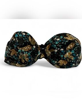 Black Blue Gold  Floral Strapless Adhesive Bra Strapless Half Bra
